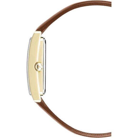 Women\'s Faux Leather Strap Crystal Lens Honey/Gold Tone Buckle Closure Watch